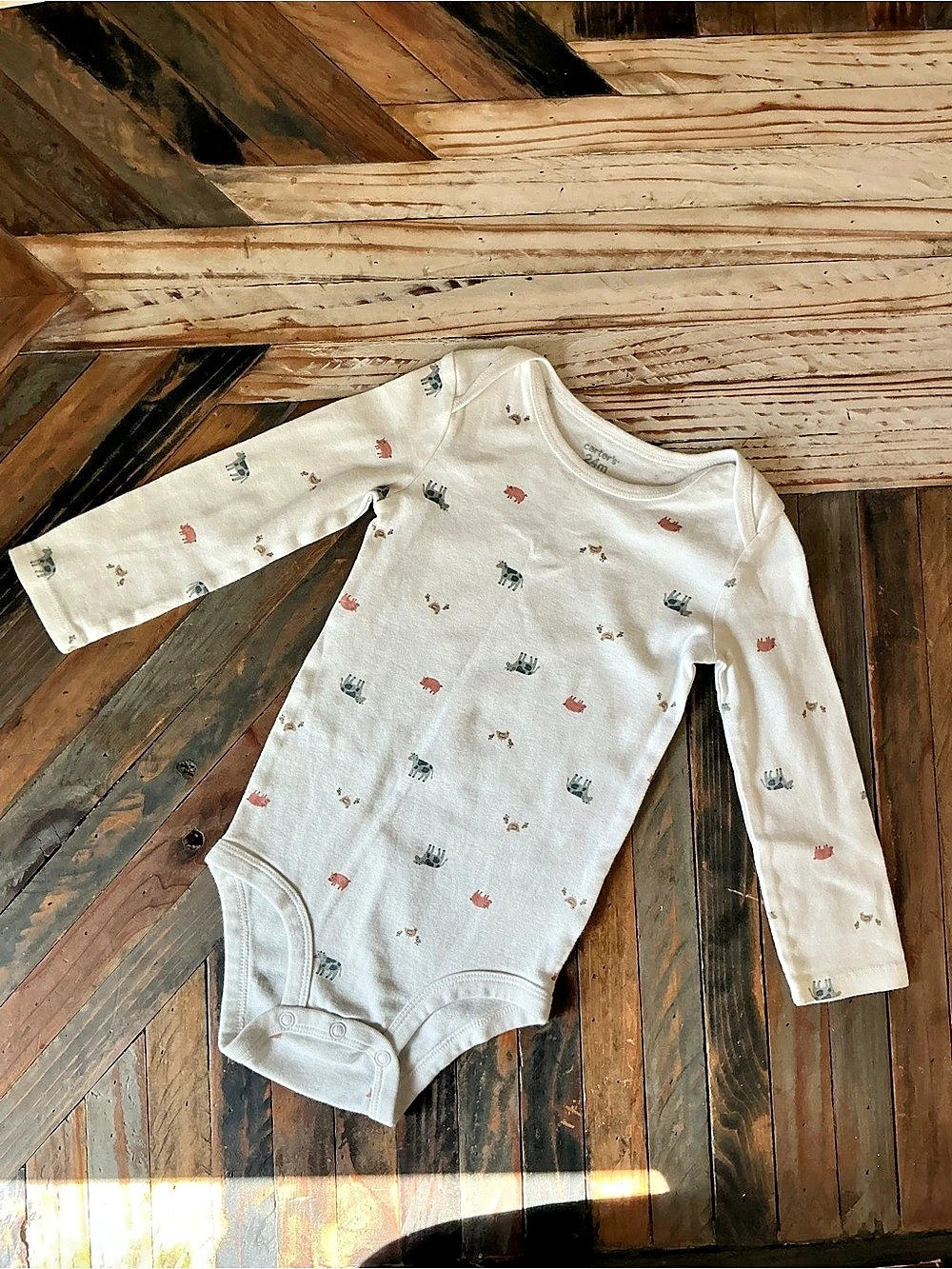 Carter's Animal Print Bodysuit White Size 24M